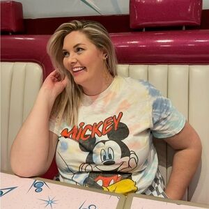 Disney Tie-Dye Mickey Mouse Graphic Tee - Red, Yellow, Black, Blue